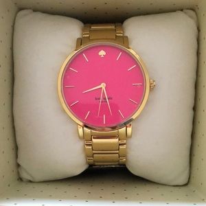 Kate Spade Gramercy Grand Gold Watch w/ pink face
